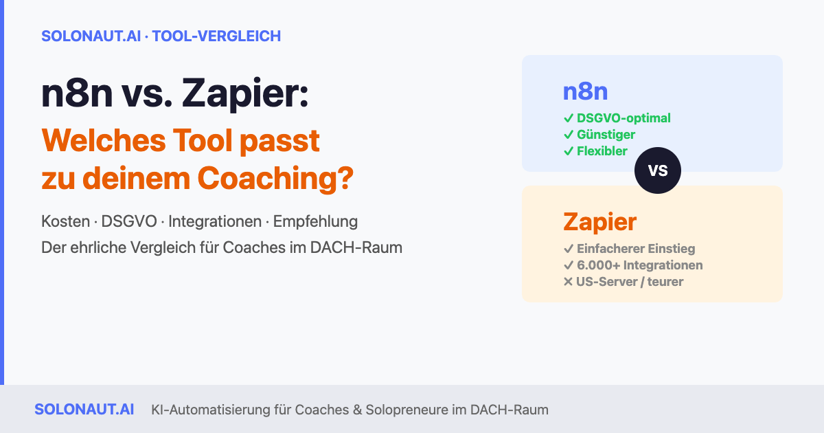 n8n vs. Zapier Vergleich für Coaches – Kosten, DSGVO, Integrationen