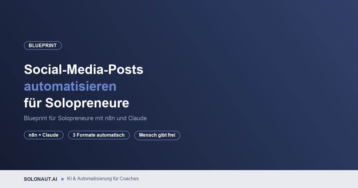 Social-Media-Posts automatisieren: Blueprint für Solopreneure mit n8n und Claude