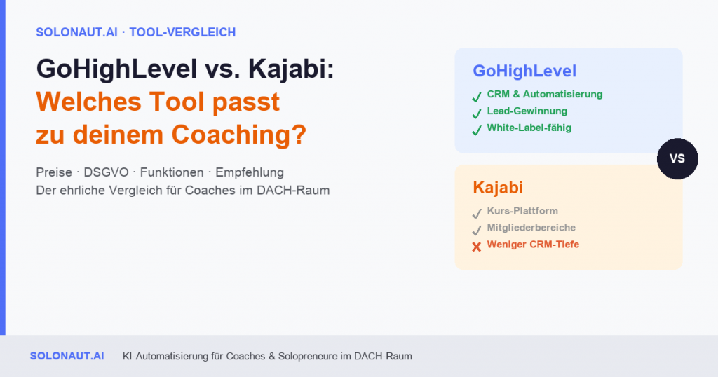 GoHighLevel vs. Kajabi Vergleich für Coaches – Preise, DSGVO, Funktionen