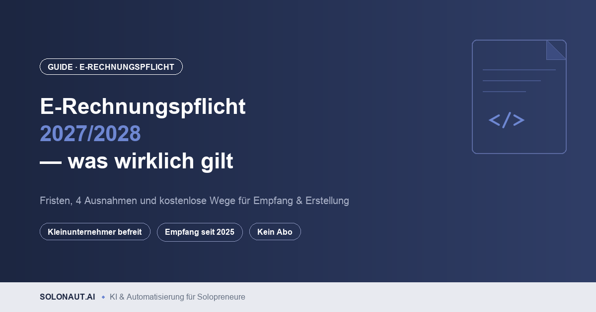 E-Rechnungspflicht 2027/2028 Solopreneure