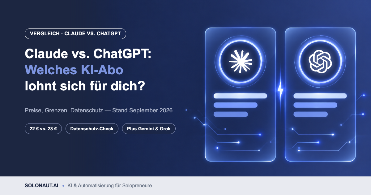 Claude und ChatGPT im Vergleich: zwei Karten mit den Logos beider KI-Assistenten