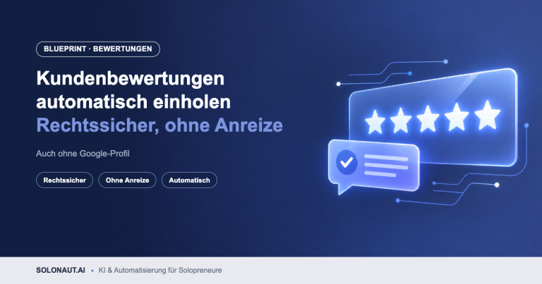 Kundenbewertungen automatisch einholen: leuchtende Sterne-Karte mit Sprechblase