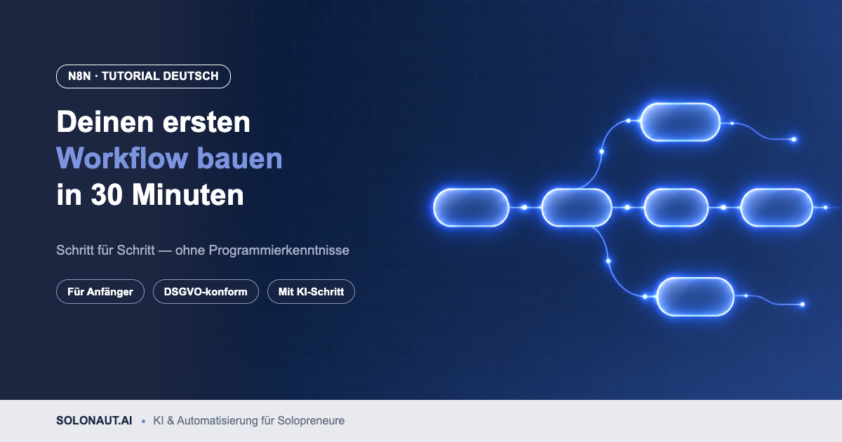 n8n Anleitung: leuchtender Workflow aus verbundenen Knoten