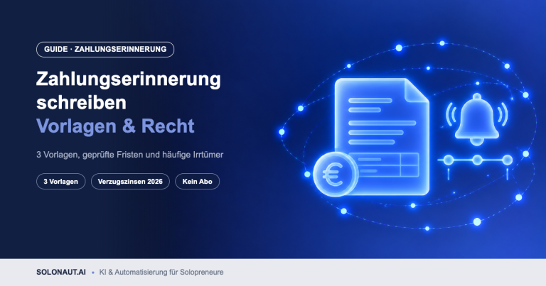 Zahlungserinnerung schreiben: leuchtende Rechnung mit Glocke und Euro-Münze